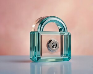 Close Up of a Modern Transparent Padlock with Silver Keyhole on a Light Background for Security and Protection