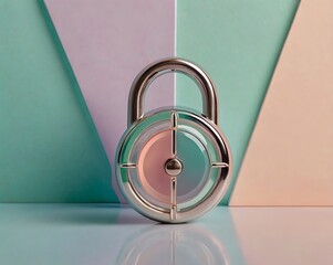 Modern Security Padlock with Geometric Background for Data Protection and Access Control in Digital Age