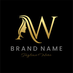 Letter AW Beauty Women Face Logo Design