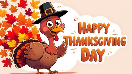 Happy Thanksgiving Turkey Cartoon