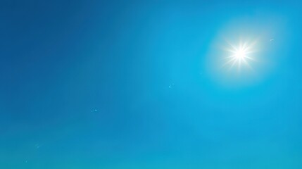 Fototapeta premium Blue sky with bright sun on clear sunny day, natural lighting in high-resolution realistic photoshoot. Scenic outdoor sky concept.
