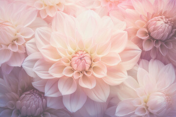 Obraz premium Soft Cream and Blush Pink Dahlia Flowers – Generative AI Botanical Background