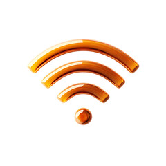 PNG Amber Wifi Symbol 3D Rendered Wireless Network Icon against transparent Background