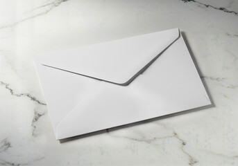 Clean White Envelope Lying on Elegant Marble Surface