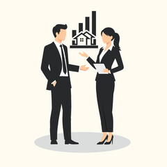 business man and business woman promotion of real estate home