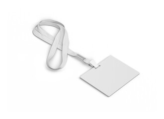 White Blank Identification Badge Holder and Lanyard Mockup