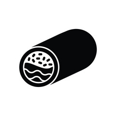 Black and white icon representing a clogged artery with plaque buildup and blood flow