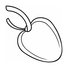 Simple outline illustration of a heart shape with a loop for valentines day or love