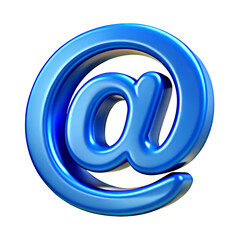Shiny Blue 3D At Symbol Isolated on White Background