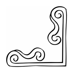 Elegant corner frame design with decorative swirls for vintage or retro graphic design