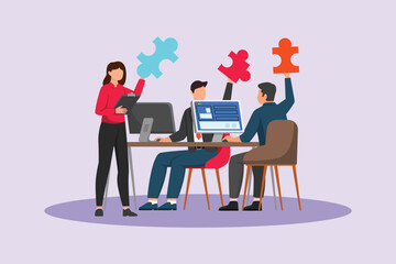 Team Work Concept. Colored flat vector illustration isolated