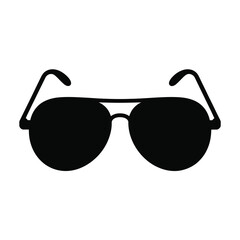 Classic black aviator sunglasses silhouette isolated on a white background