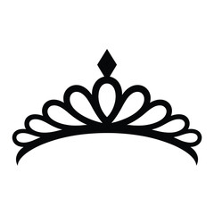 Elegant black silhouette of a princess tiara with a diamond accent
