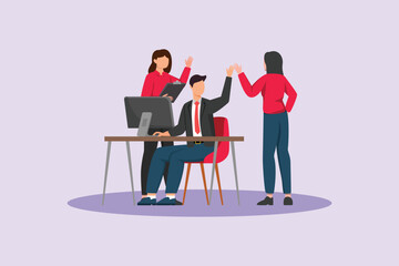 Team Work Concept. Colored flat vector illustration isolated