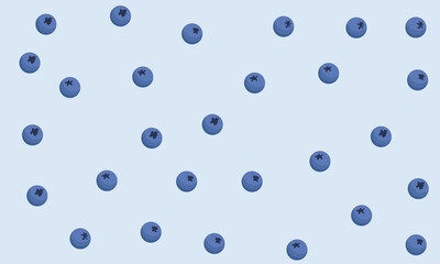 Blueberries seamless pattern. Berries isolated background. Original simple flat illustration. Flat cartoon style.
