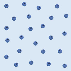 Blueberries seamless pattern. Berries isolated background. Original simple flat illustration. Flat cartoon style.