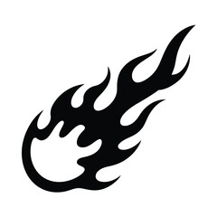 Stylized black tribal flame design element with a curved base