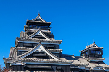 Kumamoto Castle under Clear Blue Sky, Japan