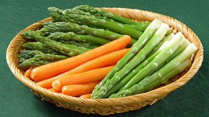 Fresh vegetables in a woven basket, a vibrant display of natural abundance and healthy living