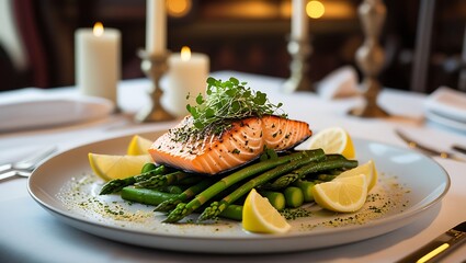 Pan-Seared Salmon with Asparagus and Lemon Gourmet Dinner Recipe