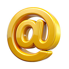 Shiny Gold 3D At Symbol Isolated on White Background