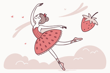 Strawberry Ballerina in Mid Pirouette with Fluttery Tutu
