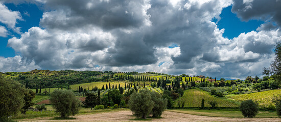 panorama of Tuscany with clouds