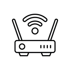 Modern wireless internet router icon with signal waves and indicator lights