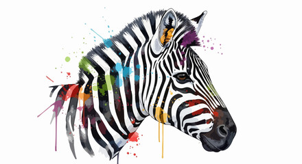 Zebra Head with Splattered Accents