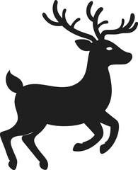 Christmas reindeer silhouette with antlers and prancing pose for festive decor
