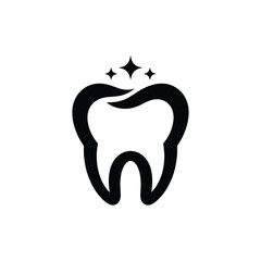 Clean and sparkling tooth icon representing dental hygiene and health