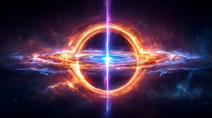 Glowing Abstract Energy Sphere in Cosmic Space. Generative AI