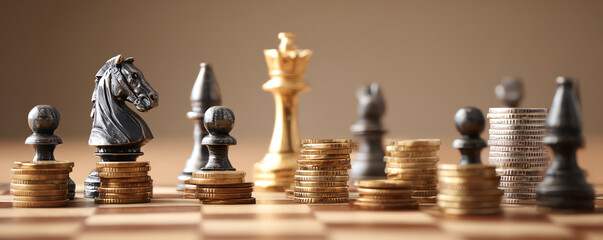 Strategic diversification in portfolio creates balance between chess pieces and coins