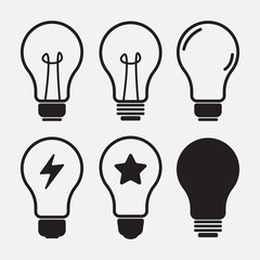 Collection of 6 Light Bulb Icons