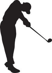 Silhouette Male Golf Player playing position