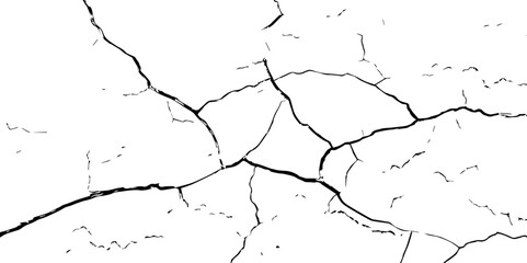 Obraz premium Cracked wall texture grunge background. Earthquake effect. Vector illustration-Old cracked texture set isolated. Dry land crack texture for overlay. 