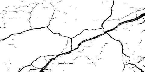 
Cracked wall texture grunge background. Earthquake effect. Vector illustration-Old cracked texture set isolated. Dry land crack texture for overlay.
