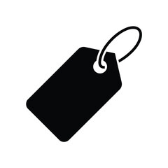Simple black tag icon with a loop against a white background