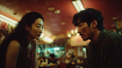 young couple in the bar