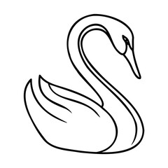 Black and white swan illustration with thick outlines on white background