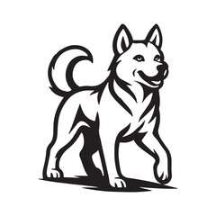 Cute smiling husky dog illustration with confident pose and tail up