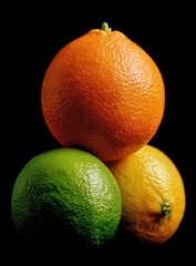 Citrus trio pyramid on black