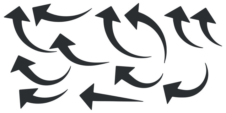 Curved arrow icons. curved arrows set. arrow symbol collection. vector
