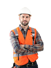 Construction Worker with Arms Crossed on Isolated transparent background