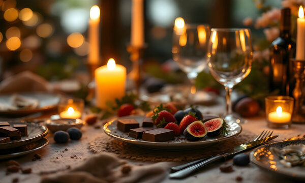 Chocolate dessert table setting