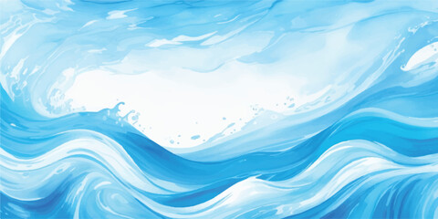 Tranquil Abstract Watercolor Ocean Wave Texture with Soft Shades of Blue and Green, Ideal for Use as a Background in Ocean-Themed or Serene Graphic Designs