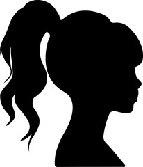 Woman Hairstyle Silhouette Vector, Female Hair Silhouette Design, Woman Haircut Vector Art, Stylish Woman Hair Outline, Beauty Hair Silhouette Art, Woman Hair Profile Vector, Elegant Hair Silhouette D