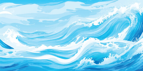 Soothing Blue and White Coastal Watercolor Wave Wash with Light Mist and Subtle Texture for Spa and Seaside Visual Branding