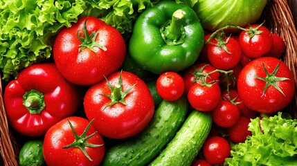 Fresh vegetables in a woven basket, a vibrant display of natural abundance and healthy living