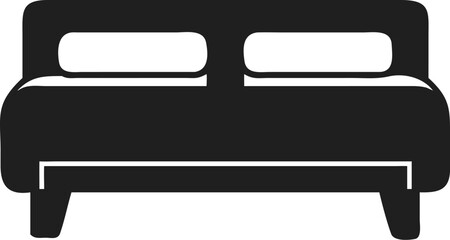 Double bed silhouette with twin pillows and sturdy frame for bedroom icon